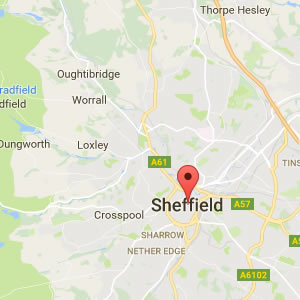 map showing Sheffield areas covered